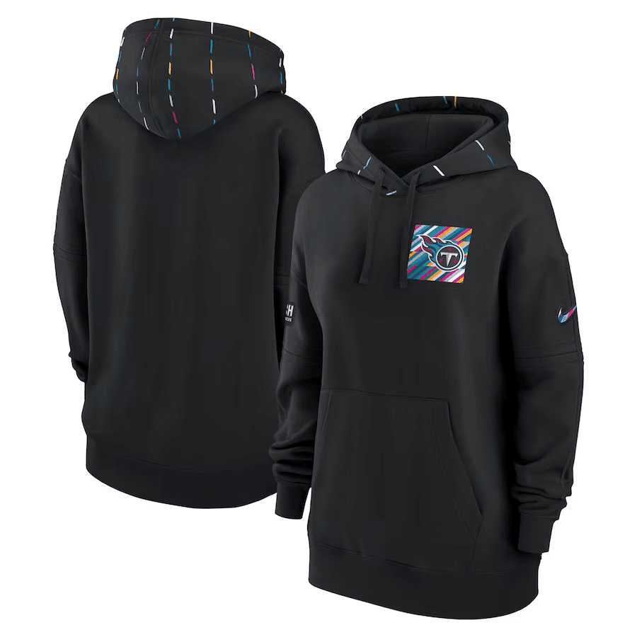 Women's Tennessee Titans Black 2023 Crucial Catch Club Pullover Hoodie(Run Small)